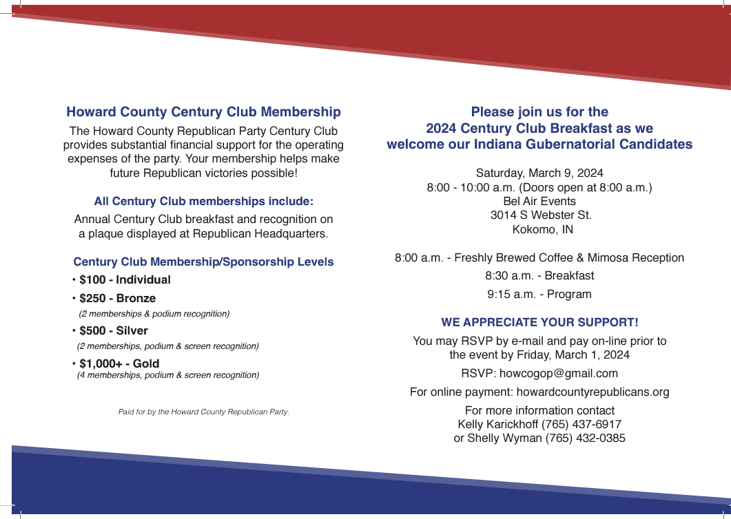 Howard County Century Club Breakfast | The Indiana Republican Party