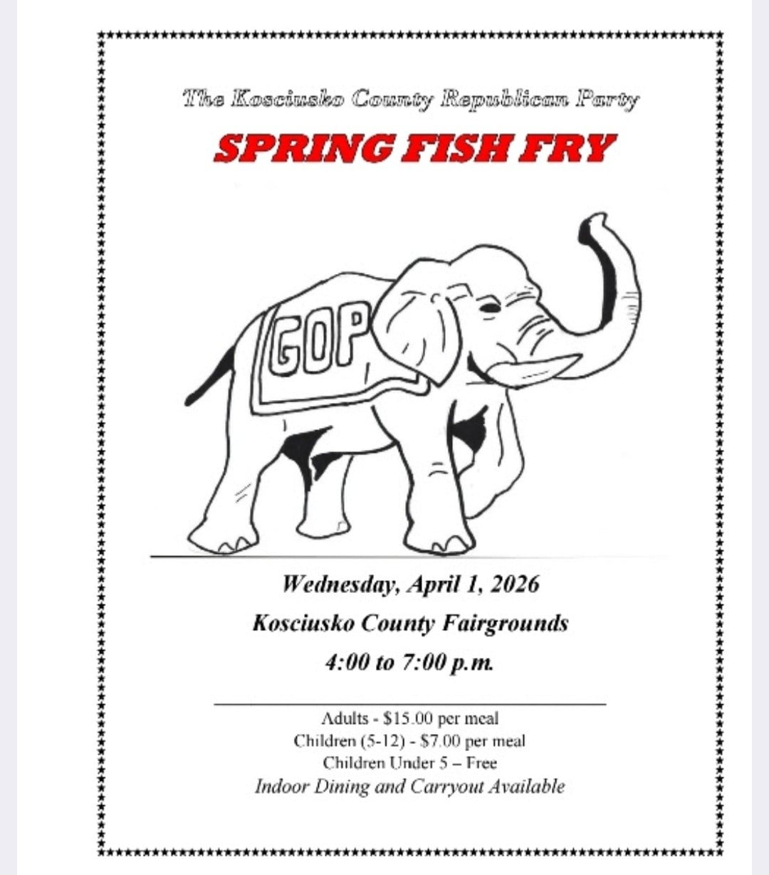 Republican Party Spring Kosciusko County Spring Fish Fry - The Indiana Republican Party